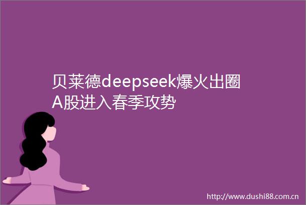 贝莱德deepseek爆火出圈A股进入春季攻势