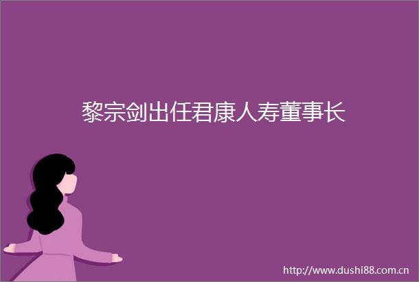 黎宗剑出任君康人寿董事长