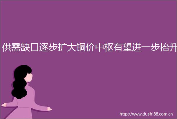 供需缺口逐步扩大铜价中枢有望进一步抬升