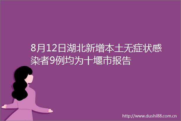 8月12日湖北新增本土无症状感染者9例均为十堰市报告