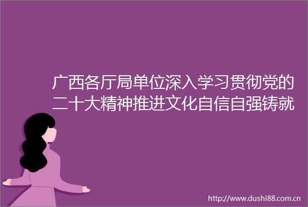 广西各厅局单位深入学习贯彻党的二十大精神推进文化自信自强铸就社会主义文化新辉煌