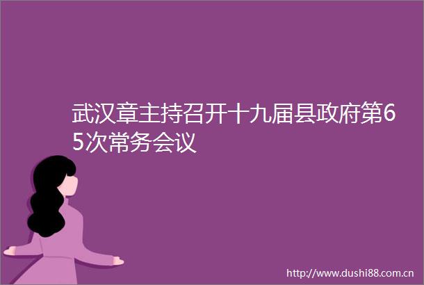 武汉章主持召开十九届县第65次常务会议