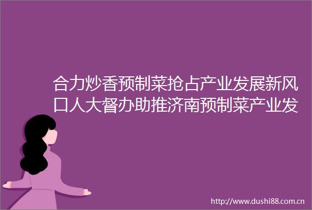 合力炒香预制菜抢占产业发展新风口人大督办助推济南预制菜产业发展