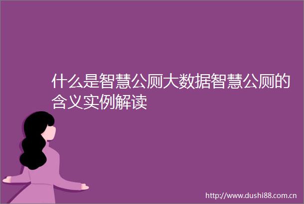 什么是智慧公厕大数据智慧公厕的含义实例解读