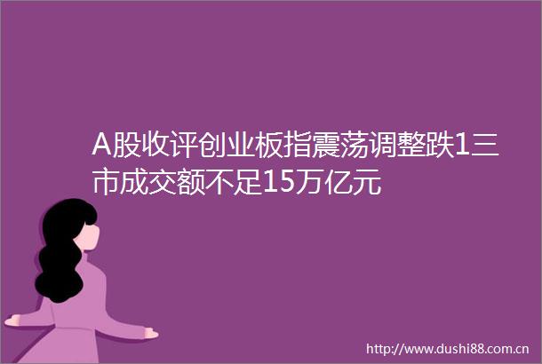 A股收评创业板指震荡调整跌1三市成交额不足15万亿元