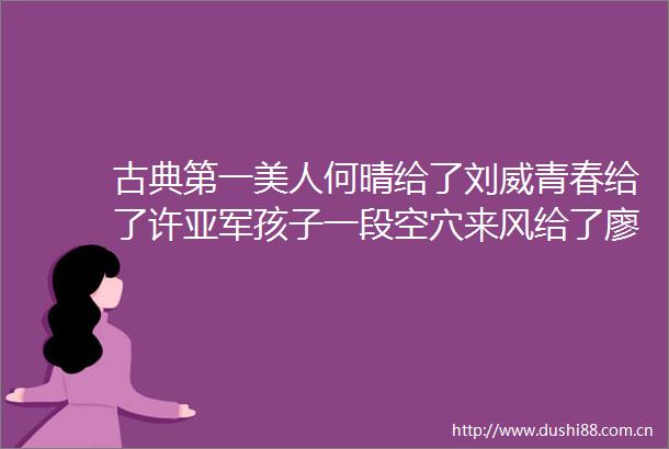 古典第一美人何晴给了刘威青春给了许亚军孩子一段空穴来风给了廖京生