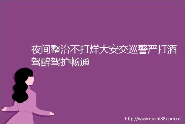 夜间整治不打烊大安交巡警严打酒驾醉驾护畅通