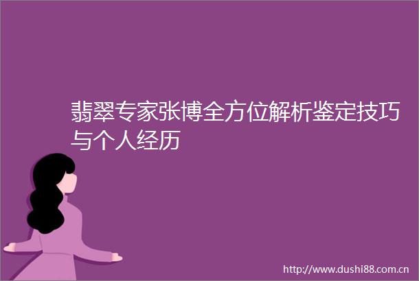 翡翠专家张博全方位解析鉴定技巧与个人经历