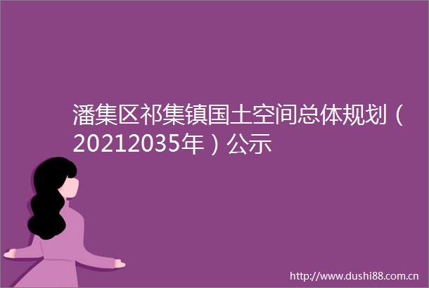 潘集区祁集镇国土空间总体规划（20212035年）公示