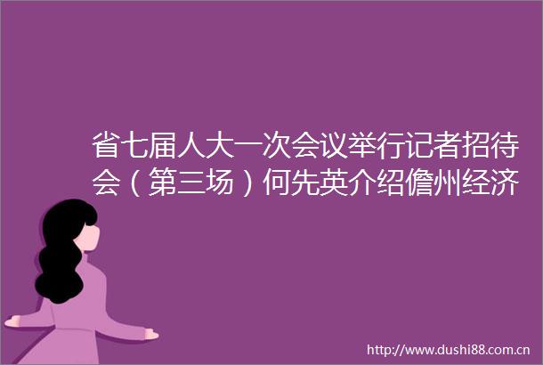 省七届人大一次会议举行记者招待会（第三场）何先英介绍儋州经济社会发展亮点并答记者问