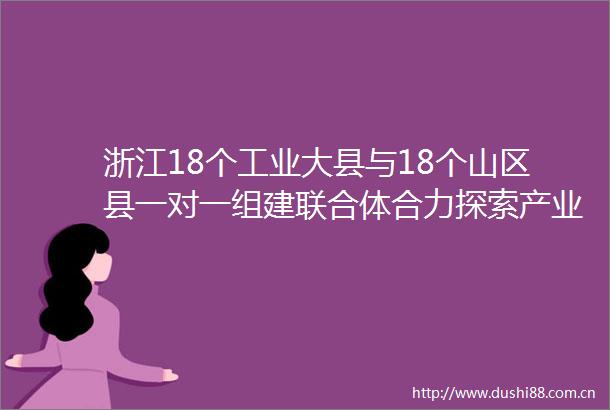 浙江18个工业大县与18个山区县一对一组建联合体合力探索产业促共富相亲之后比翼齐飞