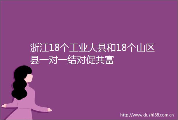 浙江18个工业大县和18个山区县一对一结对促共富