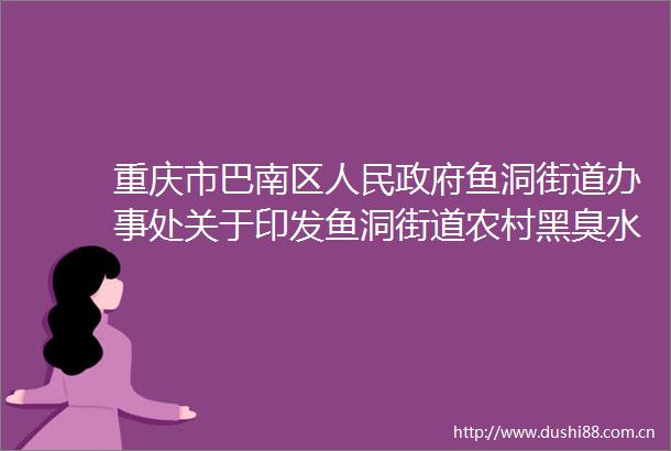 重庆市巴南区鱼洞街道办事处关于印发鱼洞街道农村黑臭水体长效管控机制方案的通知