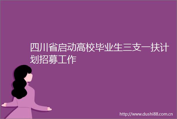 四川省启动高校毕业生三支一扶计划招募工作