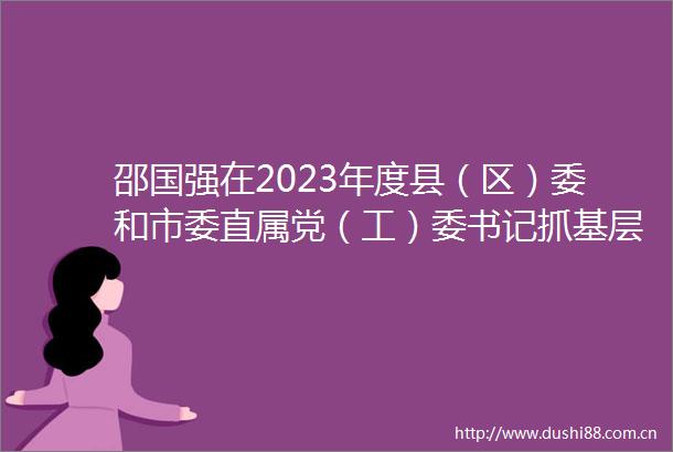 邵国强在2023年度县（区）委和市委直属党（工）委书记抓基层党建工作述职评议会议上强调