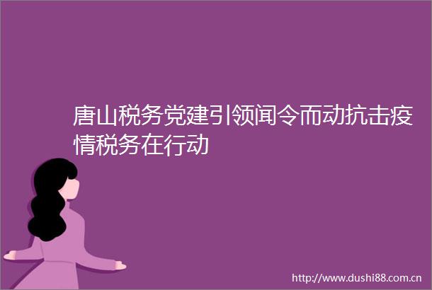 唐山税务党建引领闻令而动抗击疫情税务在行动