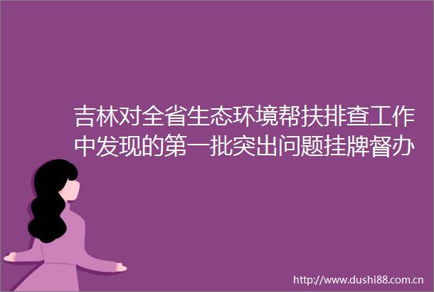 吉林对全省生态环境帮扶排查工作中发现的第一批突出问题挂牌督办