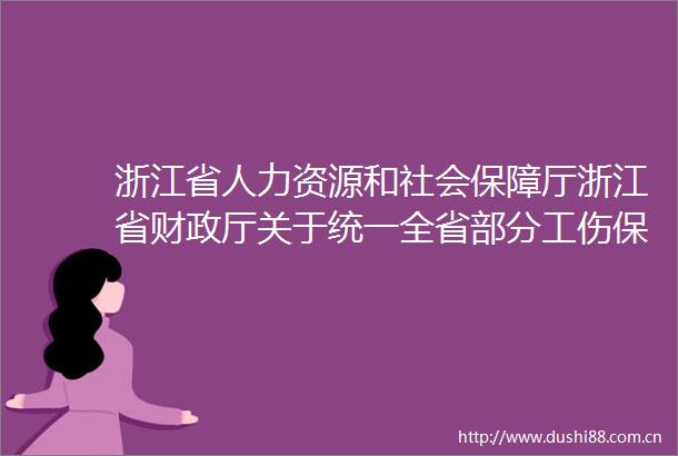 浙江省人力资源和社会保障厅浙江省财政厅关于统一全省部分工伤保险待遇标准的通知