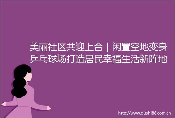 美丽社区共迎上合｜闲置空地变身乒乓球场打造居民幸福生活新阵地