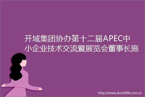 开域集团协办第十二届APEC中小企业技术交流暨展览会董事长施侃发表主题演讲