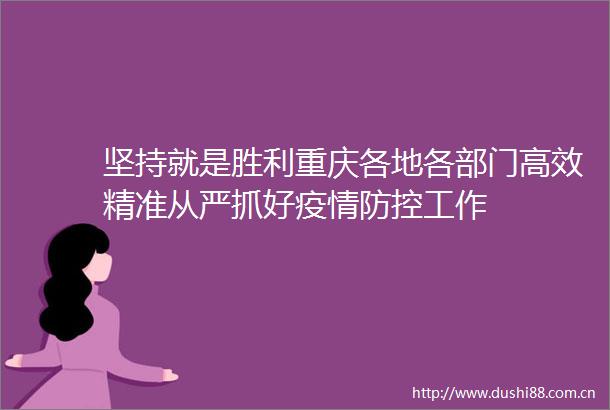 坚持就是胜利重庆各地各部门高效精准从严抓好疫情防控工作
