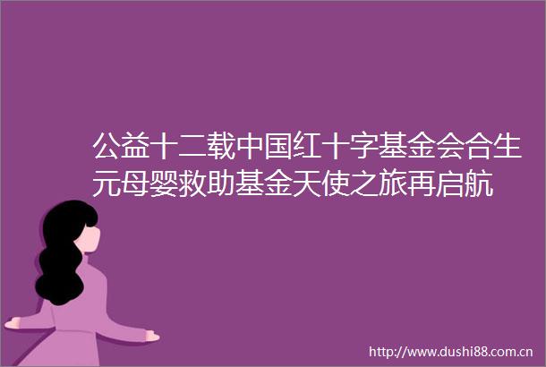 公益十二载红十字基金会合生元母婴救助基金天使之旅再启航