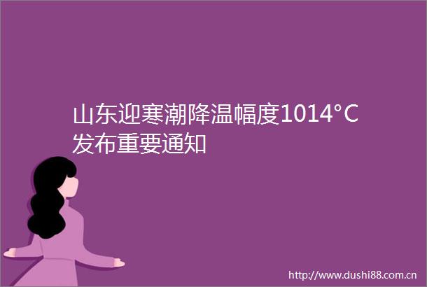山东迎寒潮降温幅度1014°C发布重要通知