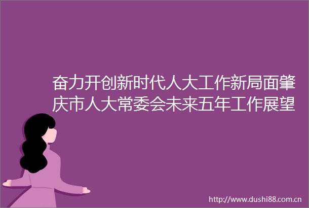 奋力开创新时代人大工作新局面肇庆市人大常委会未来五年工作展望