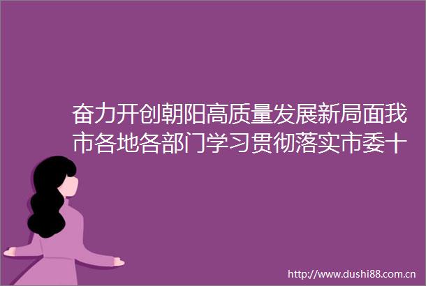 奋力开创朝阳高质量发展新局面我市各地各部门学习贯彻落实市委十一届七次全会精神