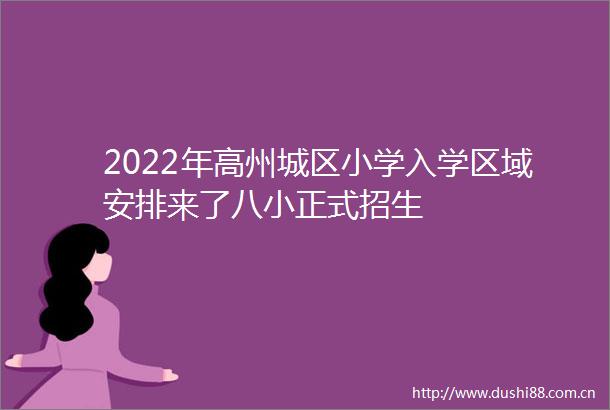 2022年高州城区小学入学区域安排来了八小正式招生