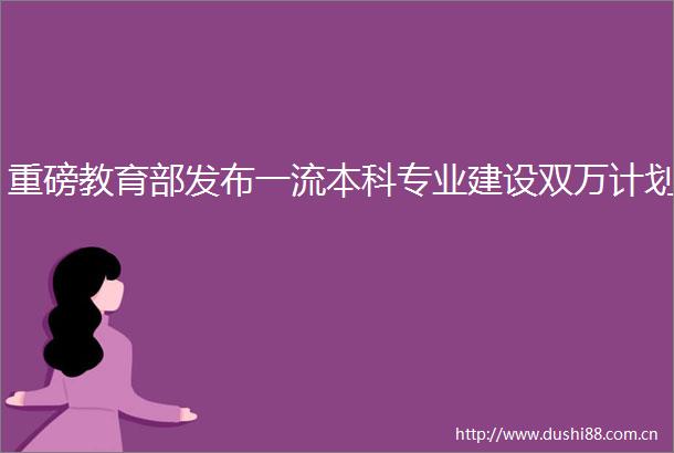 重磅教育部发布一流本科专业建设双万计划