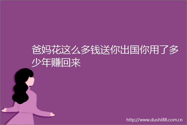 爸妈花这么多钱送你出国你用了多少年赚回来