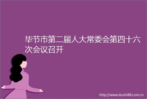 毕节市第二届人大常委会第四十六次会议召开