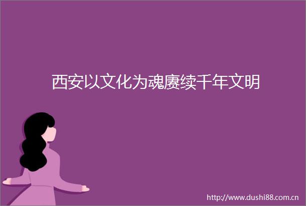 西安以文化为魂赓续千年文明