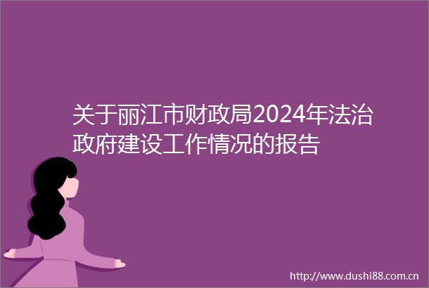 关于丽江市财2024年法治建设工作情况的报告