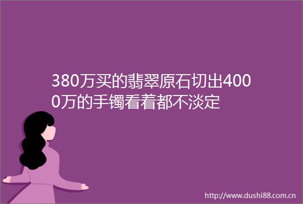 380万买的翡翠原石切出4000万的手镯看着都不淡定