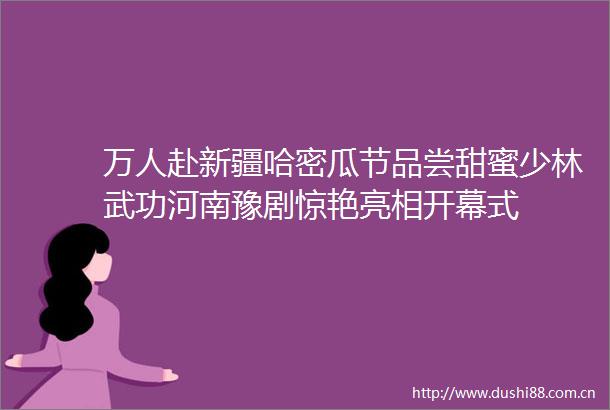 万人赴新疆哈密瓜节品尝甜蜜少林武功河南豫剧惊艳亮相开幕式