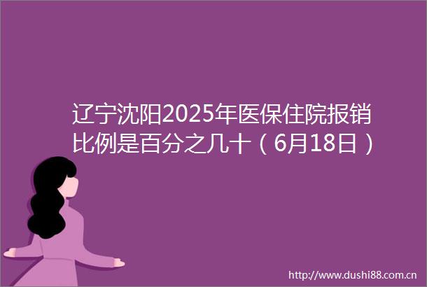 辽宁沈阳2025年医保住院报销比例是百分之几十（6月18日）