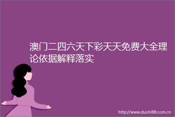 澳门二四六天下彩天天免费大全理论依据解释落实
