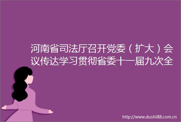 河南省司法厅召开党委（扩大）会议传达学习贯彻省委十一届九次全会精神