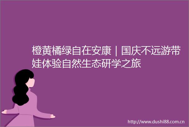 橙黄橘绿自在安康｜国庆不远游带娃体验自然生态研学之旅
