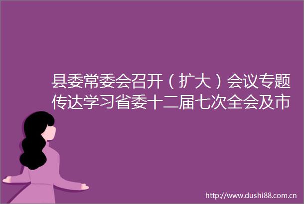 县委常委会召开（扩大）会议专题传达学习省委十二届七次全会及市委常委会（扩大）会议精神研究部署我县贯彻落实意见