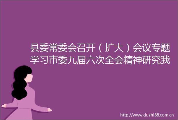 县委常委会召开（扩大）会议专题学习市委九届六次全会精神研究我县贯彻落实意见