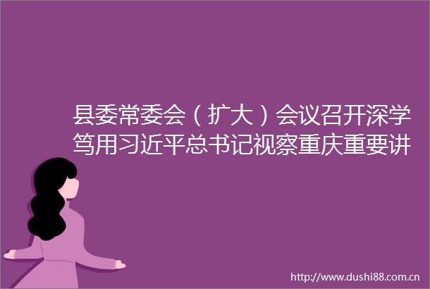 县委常委会（扩大）会议召开深学笃用总书记视察重庆重要讲话重要指示精神全力做好中央生态环保督察配合工作