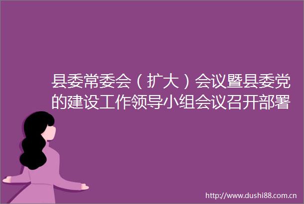 县委常委会（扩大）会议暨县委党的建设工作小组会议召开部署全县党纪学习教育