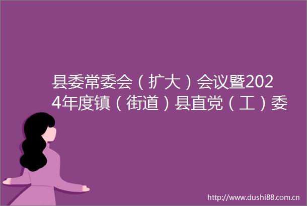 县委常委会（扩大）会议暨2024年度镇（街道）县直党（工）委书记抓基层党建工作述职评议会议召开