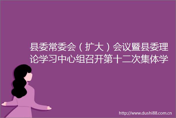 县委常委会（扩大）会议暨县委理论学习中心组召开第十二次集体学习会