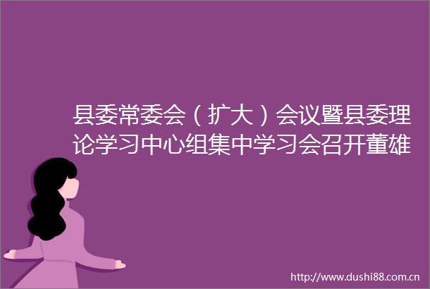 县委常委会（扩大）会议暨县委理论学习中心组集中学习会召开董雄伟主持并讲话