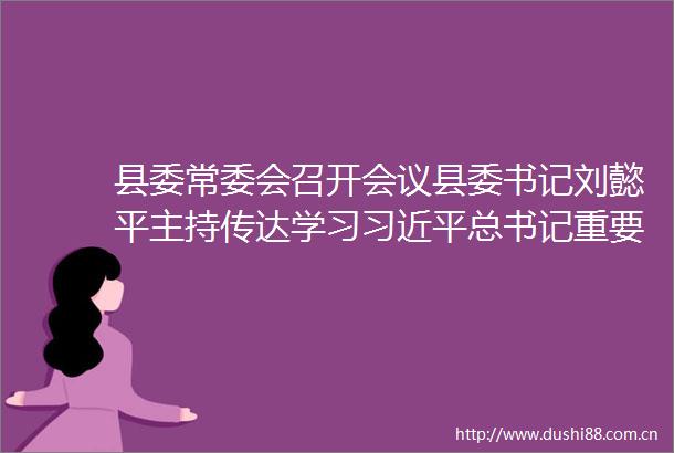 县委常委会召开会议县委书记刘懿平主持传达学习总书记重要讲话精神