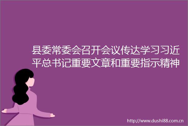 县委常委会召开会议传达学习总书记重要文章和重要指示精神研究我县贯彻落实意见安排部署有关工作